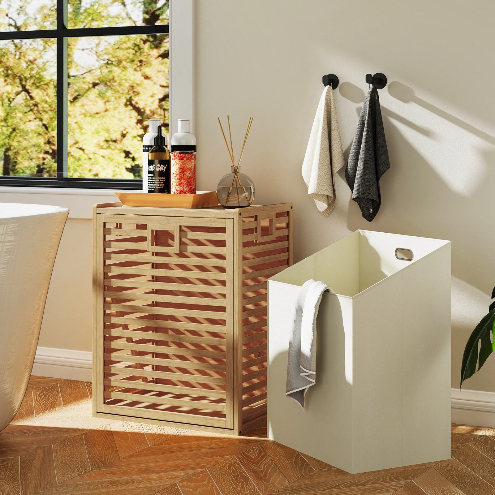 SlickBlue Natural Wicker Laundry Hamper with Removable Fabric Bin