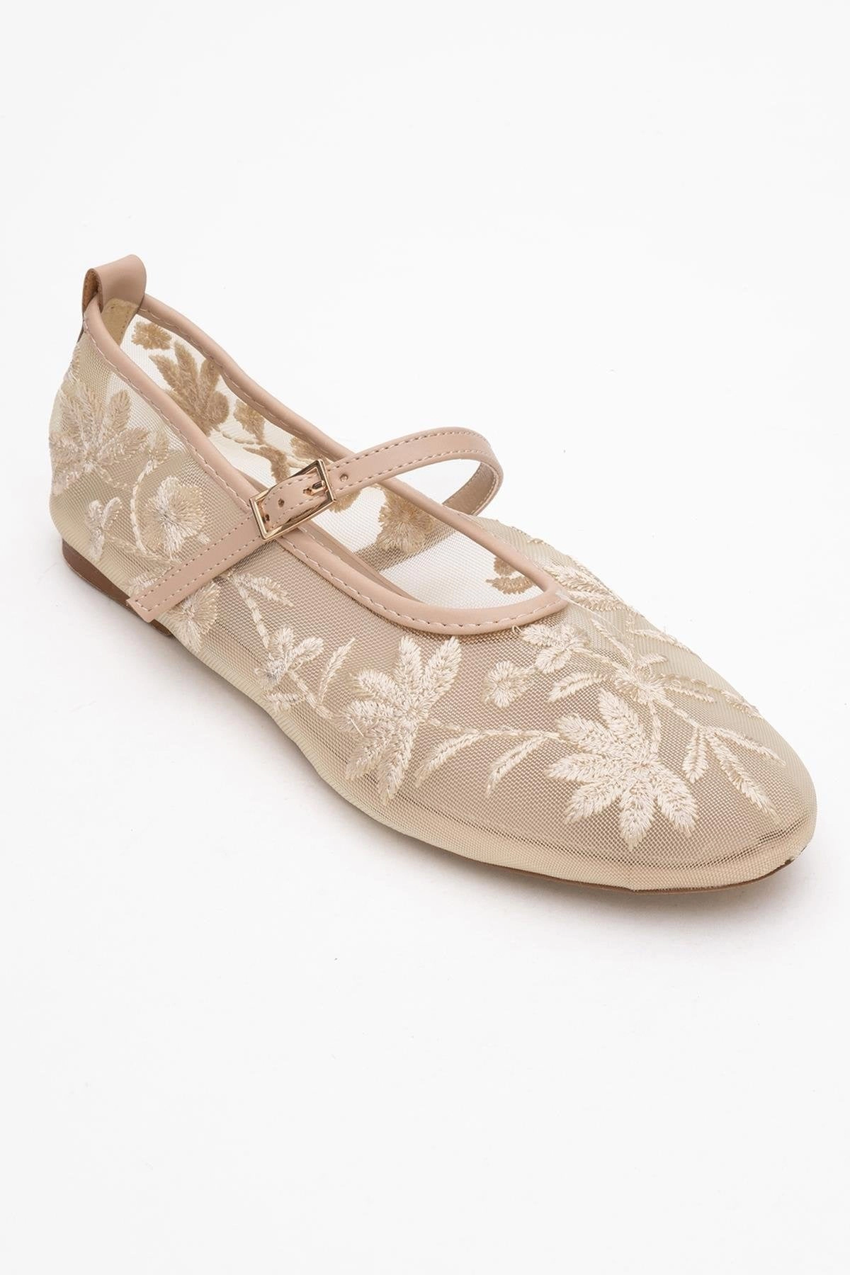 Prologue Shoes Womens Juny Mesh Floral Embroidery Ballet Flat