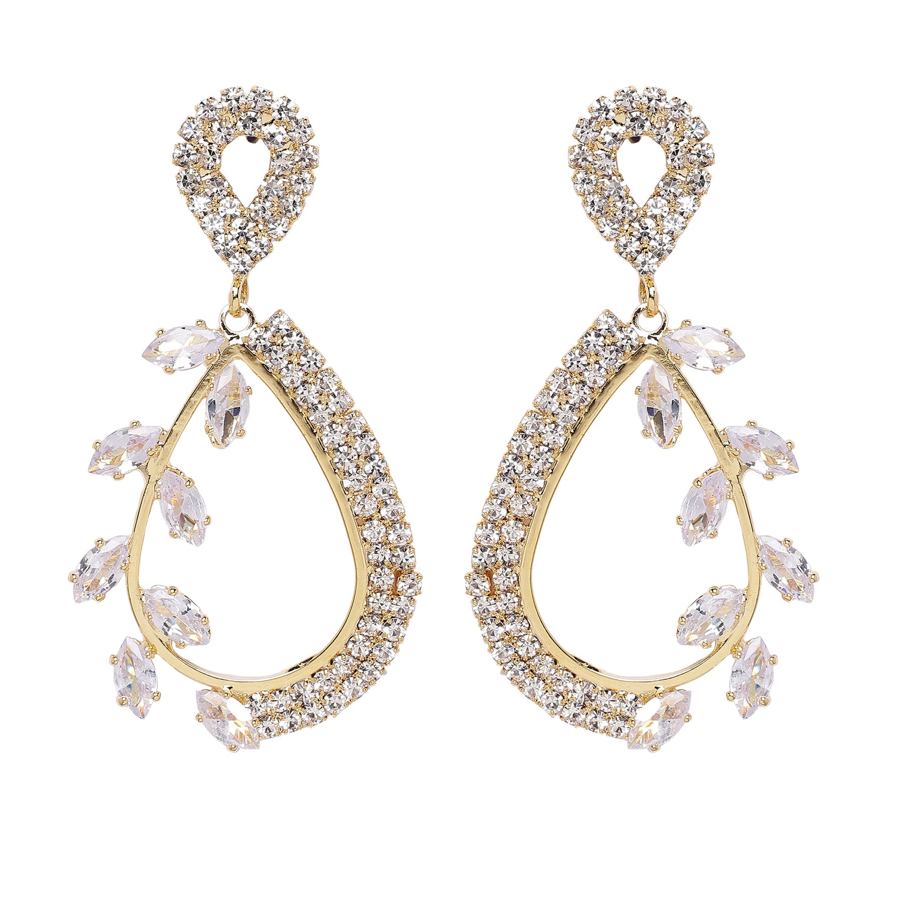AGP PARIS Womens Modern Floral Drop Earrings