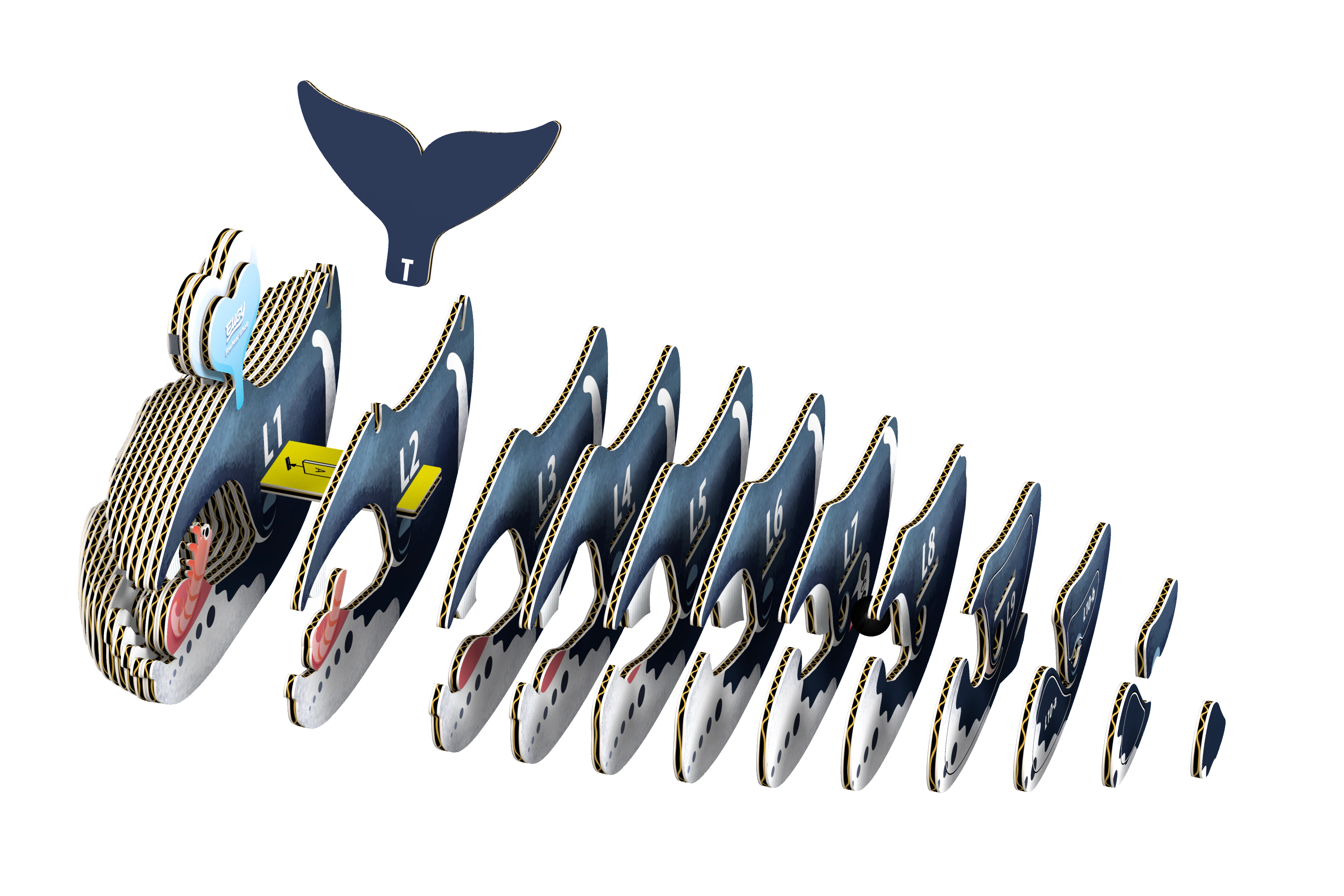 EUGY Bowhead Whale 3D Puzzle - contains 31 puzzle pieces