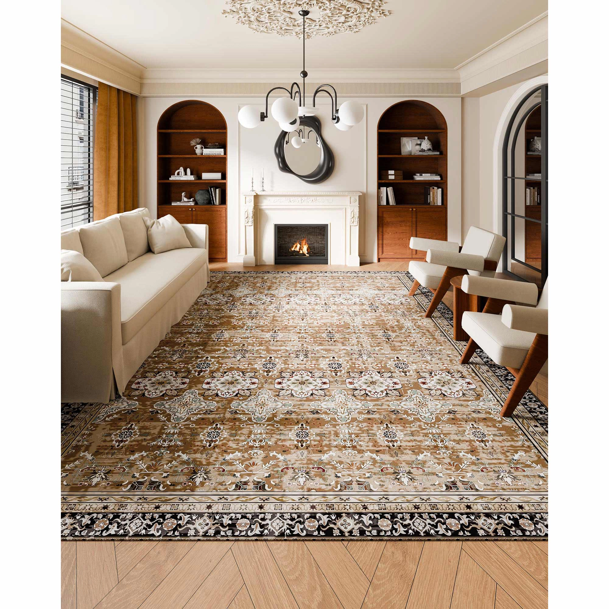 HONGGE Large Washable Area Rug 9 x 12 ft Non-Slip Tear-Resistant Soft Carpet Pet & Child Friendly Indoor Mat for