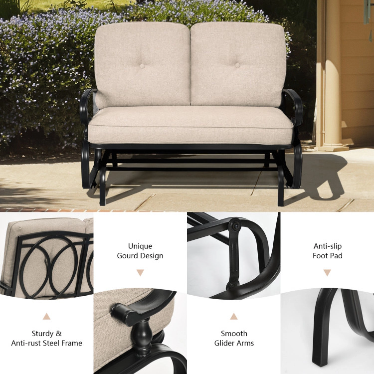 Hivvago 2 Seats Outdoor Swing Glider Chair With Comfortable Cushions