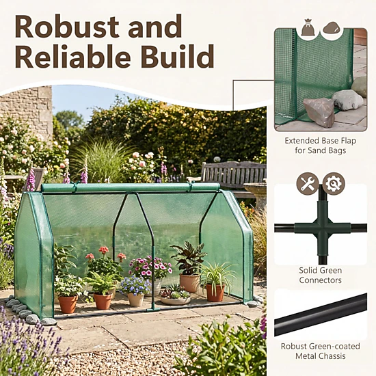 SUGIFT Green Portable Mini Greenhouse with PE Cover and Zippered Roll-Up Door 71-in W 36-in D 36-in H
