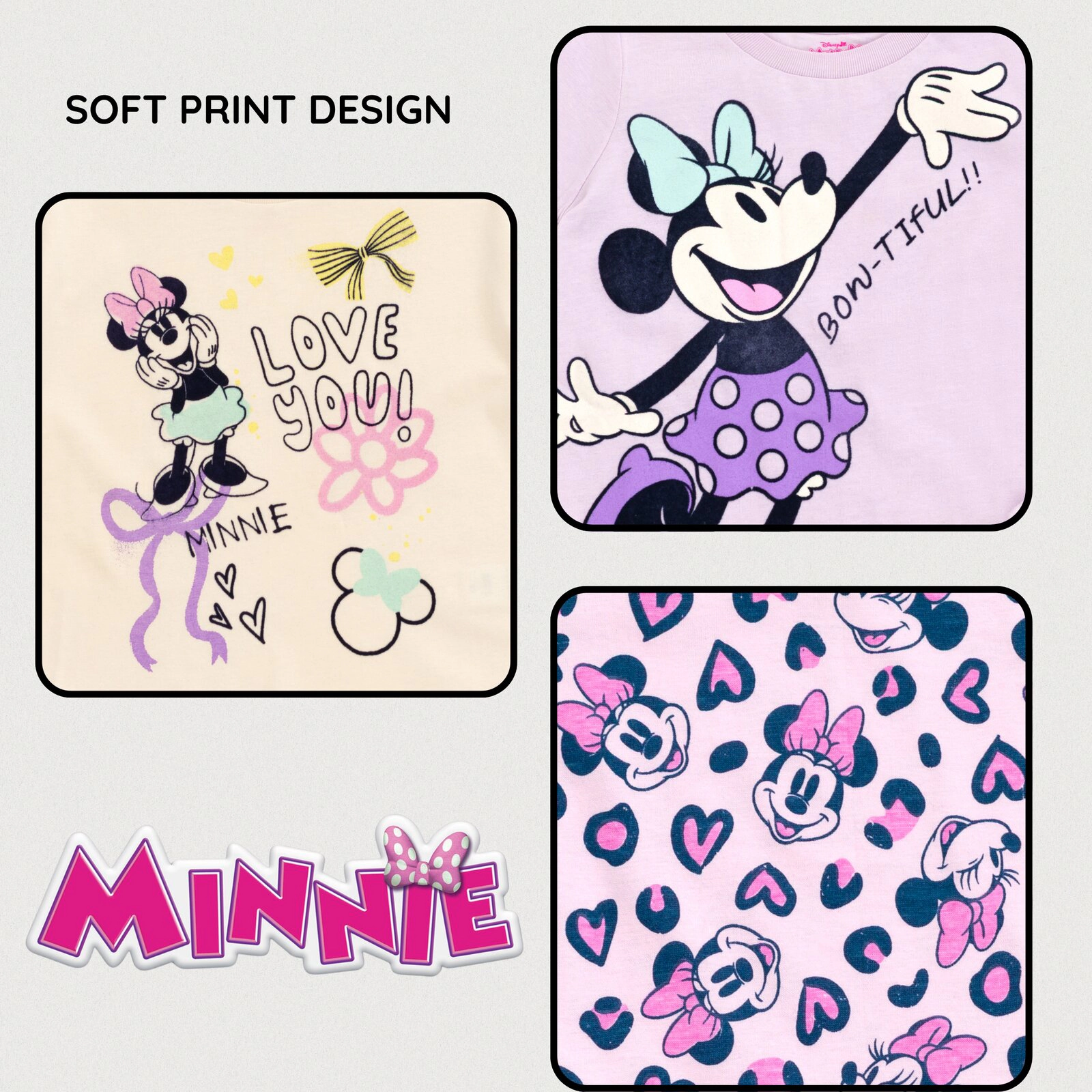 Disney Minnie Mouse Girls' 3-Pack Short Sleeve T-Shirts