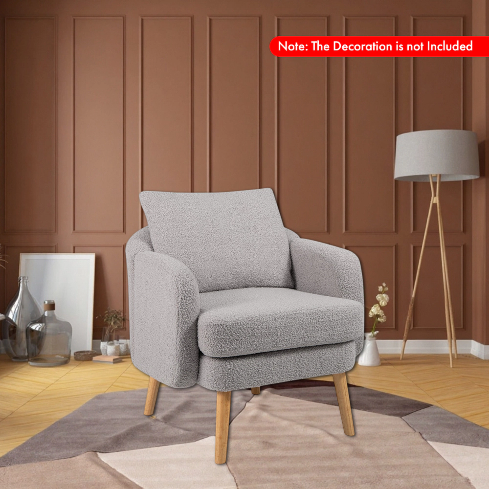 Hivvago Modern Sherpa Upholstered Accent Chair with Soft Seat Cushion for Living Room