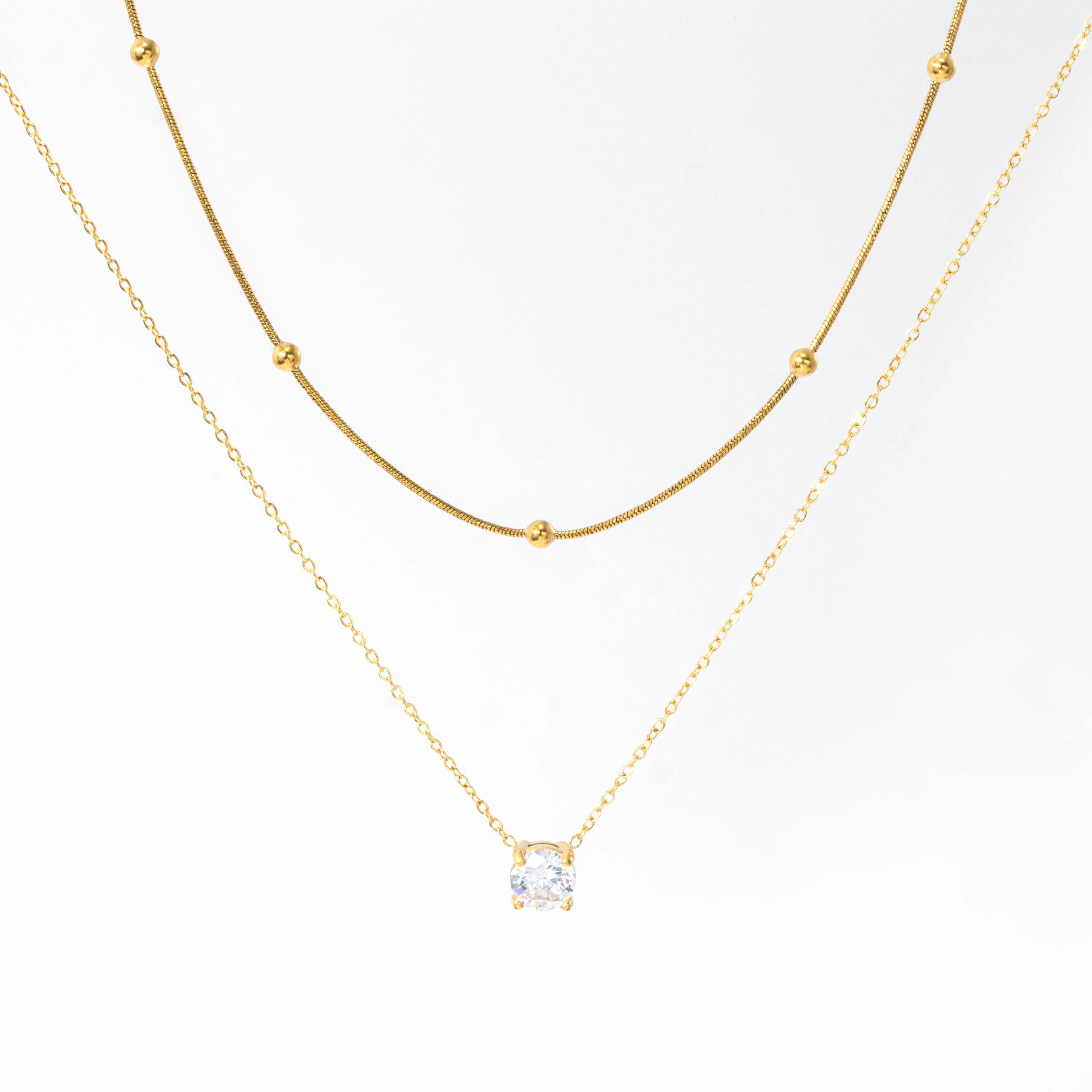 Mint & Lily Women's Layered Double Chain Necklace Set