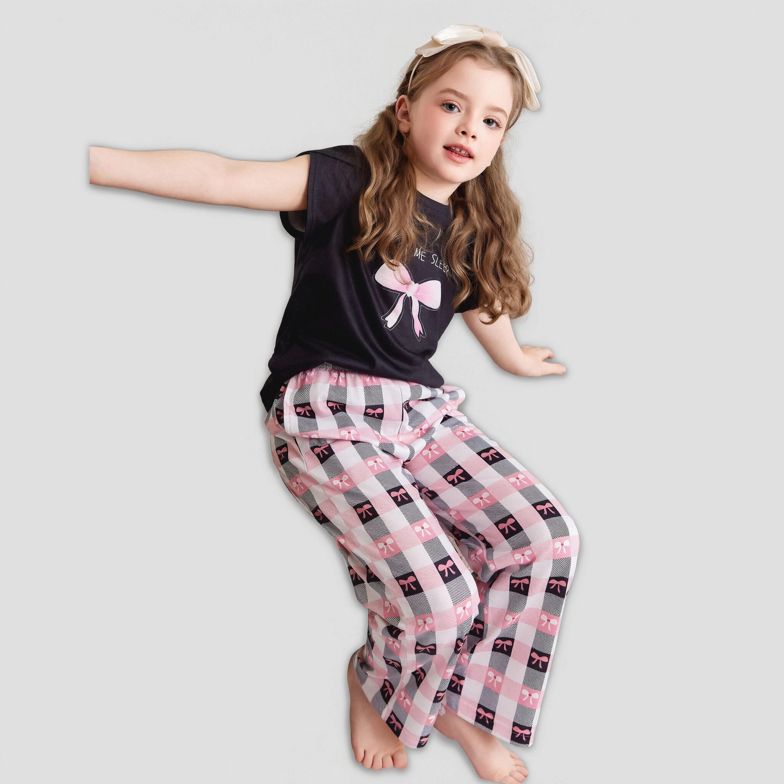 Arshiner Pajamas For Girls Short Sleeve Long Pants Cute Soft Sleepwear Lounge Sets