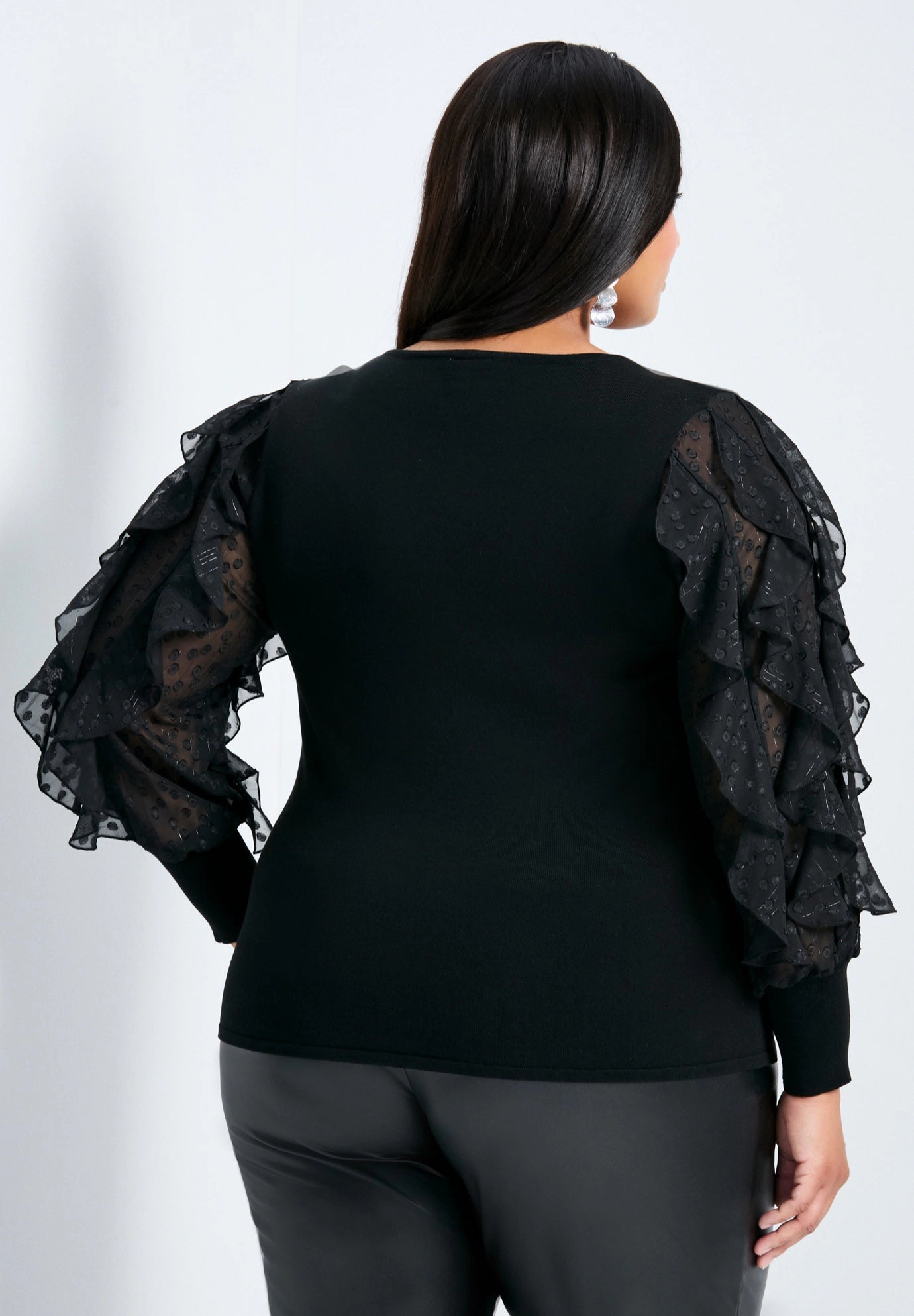 Avenue Women's Plus Frill Sleeve Sweater
