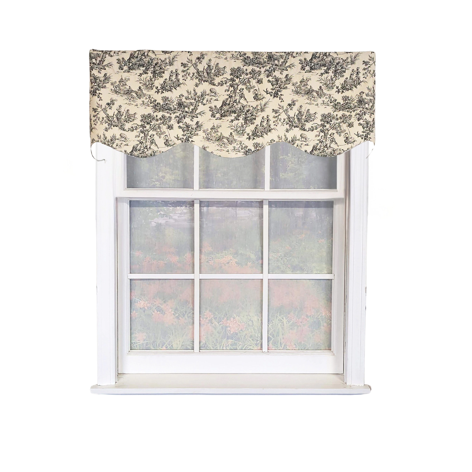RLF Home Tradition Provance 100% Cotton Rod Pocket Lined  Window Valance 50" x 15" Black