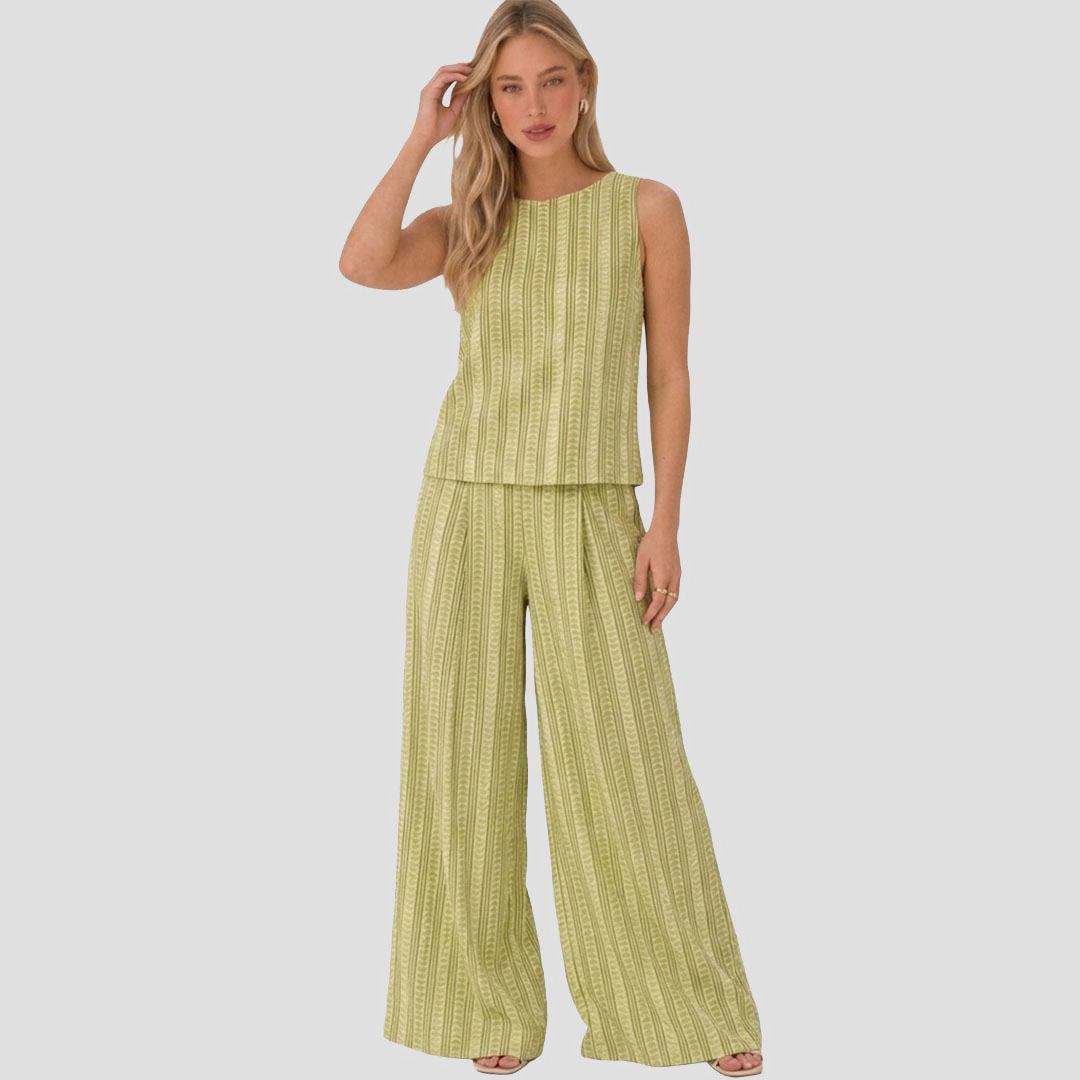 Artyska Women’s Printed 2-Piece Set Sleeveless Top & Wide-Leg Pants
