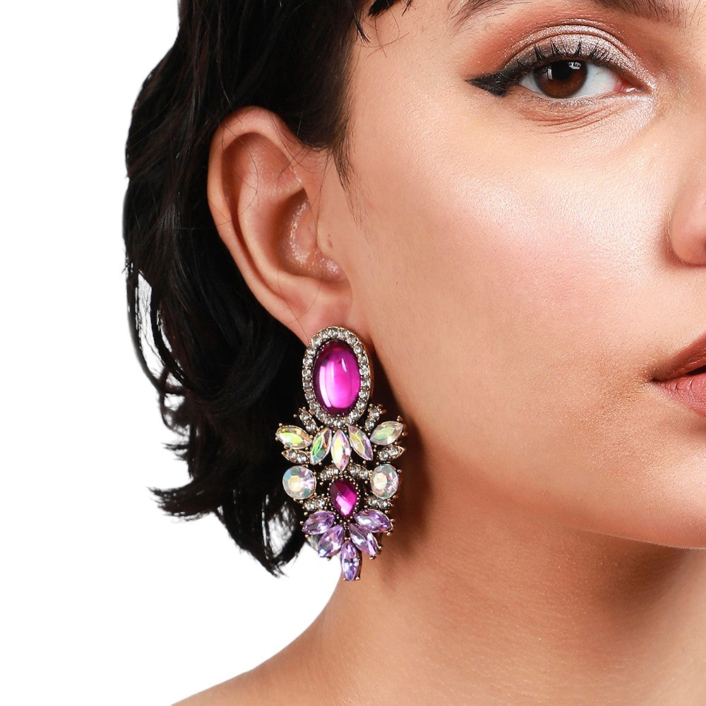 SOHI Women's Shimmering Rhinestone Statement Dangling Drop Earrings