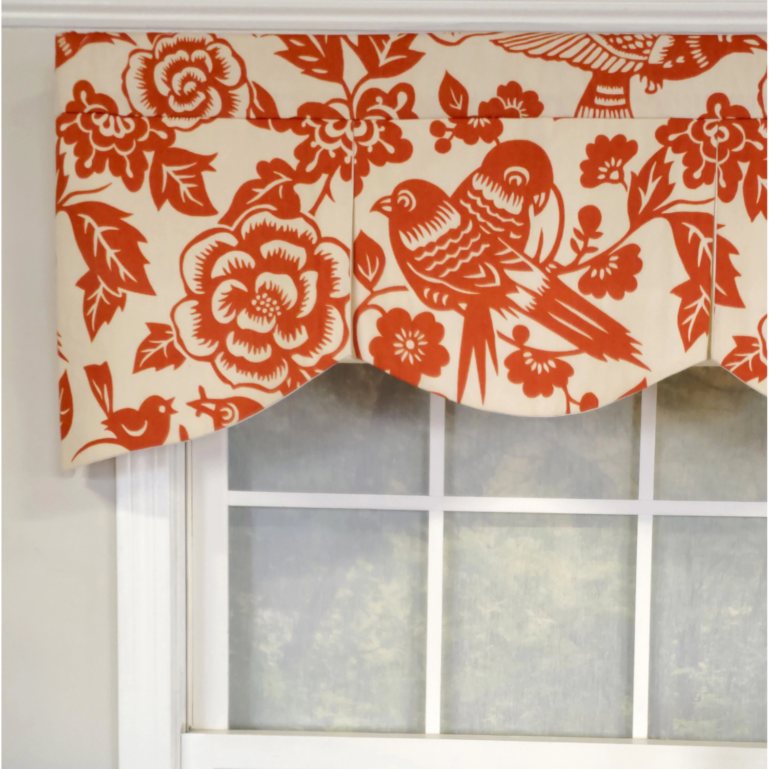 RLF Home 3" Rod Pocket High Quality Fabric Love Bird Mandy Valance for Windows 50" x 17" Orange