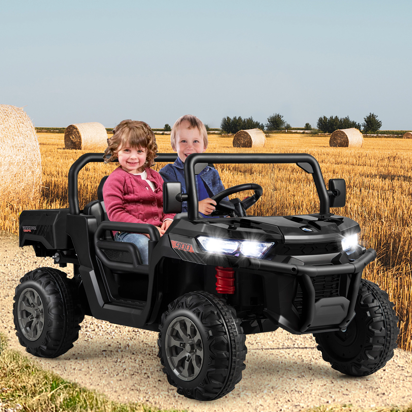 Hivvago 2-Seater Kids Ride On Dump Truck with Bed and Shovel
