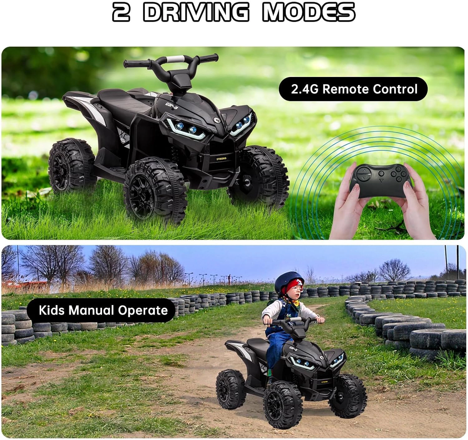 12V Kids Electric ATV Quad, 4-Wheel Ride On Car w/Parent Remote, Dual Drive, High/Low Speeds & Music