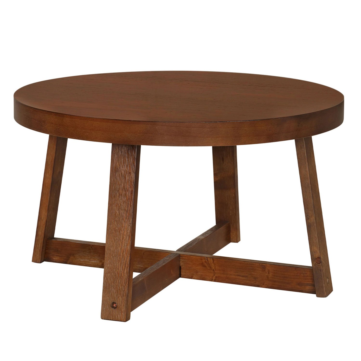 LJG Round Coffee Table for Living Room 30 Inch Farmhouse Accent with Study Rubber Wood Legs