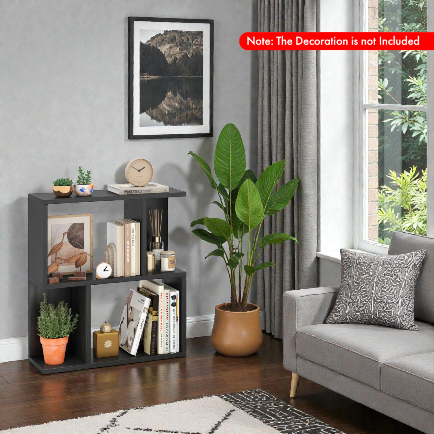 Hivvago Multi-Level Display Bookcase with 3 Open Tiers and Storage Space
