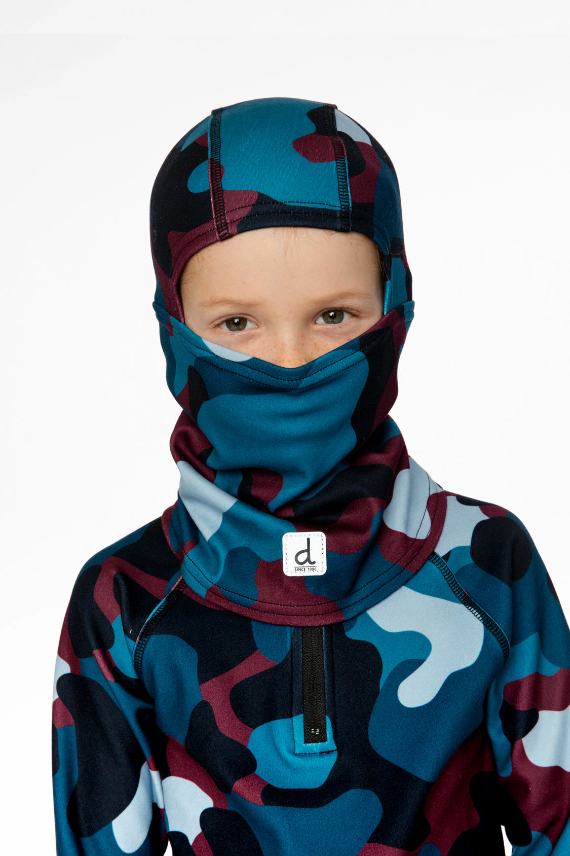 Deux par Boys Brushed Jersey Camouflage Print Balaclava with Reflective Patch