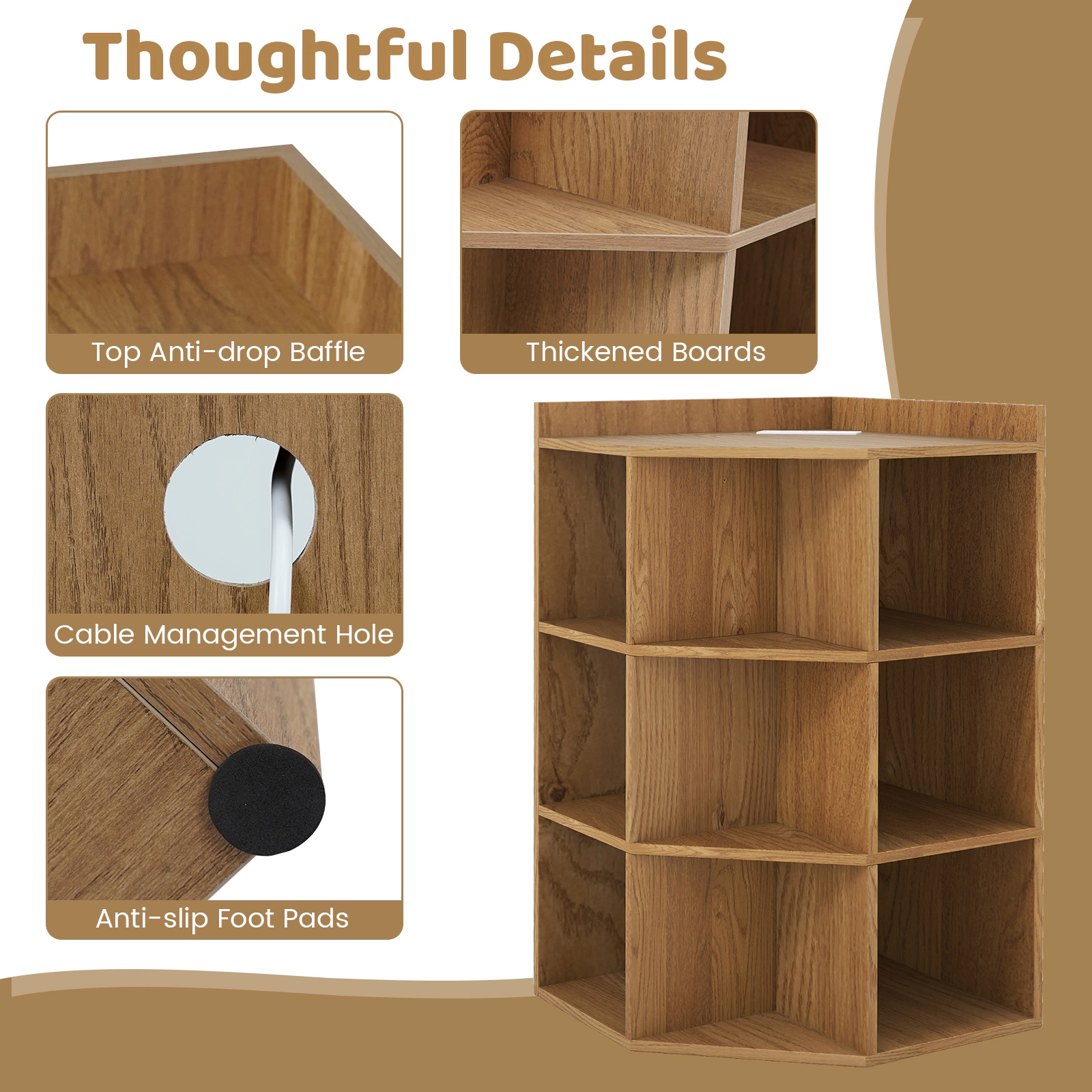 SlickBlue Modern Corner Cabinet Organizer for Living Room Bedroom Office
