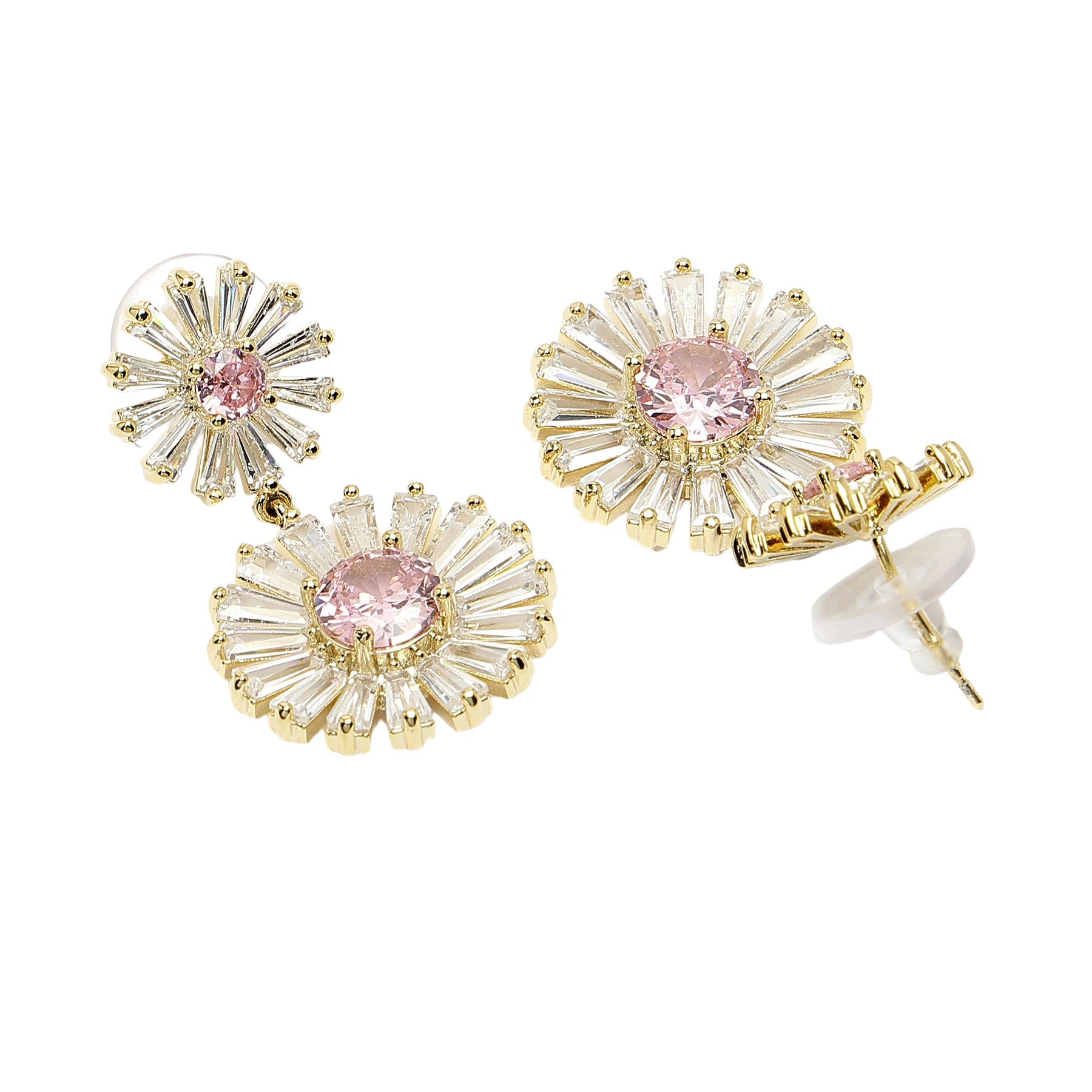 AGP PARIS Womens Diva Collection Double Daisy Drop Earrings