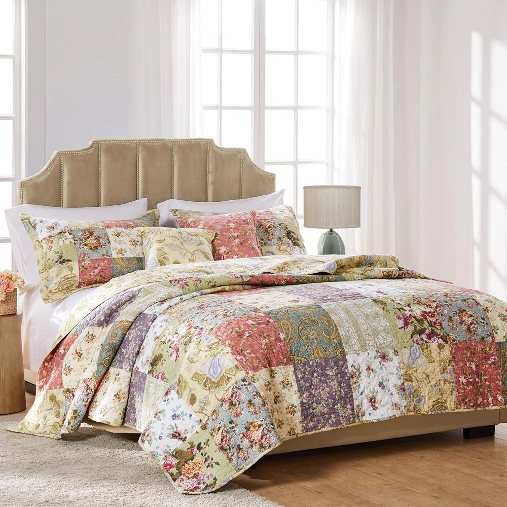 Greenland Home Fashion Blooming Prairie Quilt And Sham Bonus Set 5 Piece