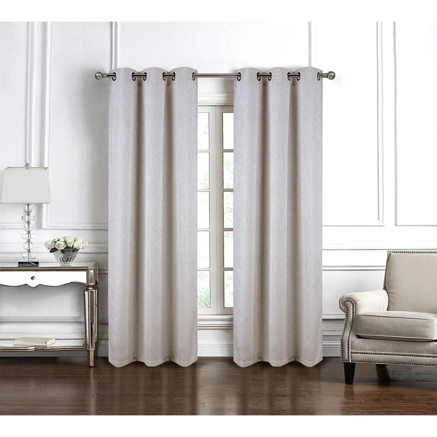 RT Designer Collection Wilton Jacquard Grommet Luxurious Modern Design Curtain Panel 54" x 84" Taupe