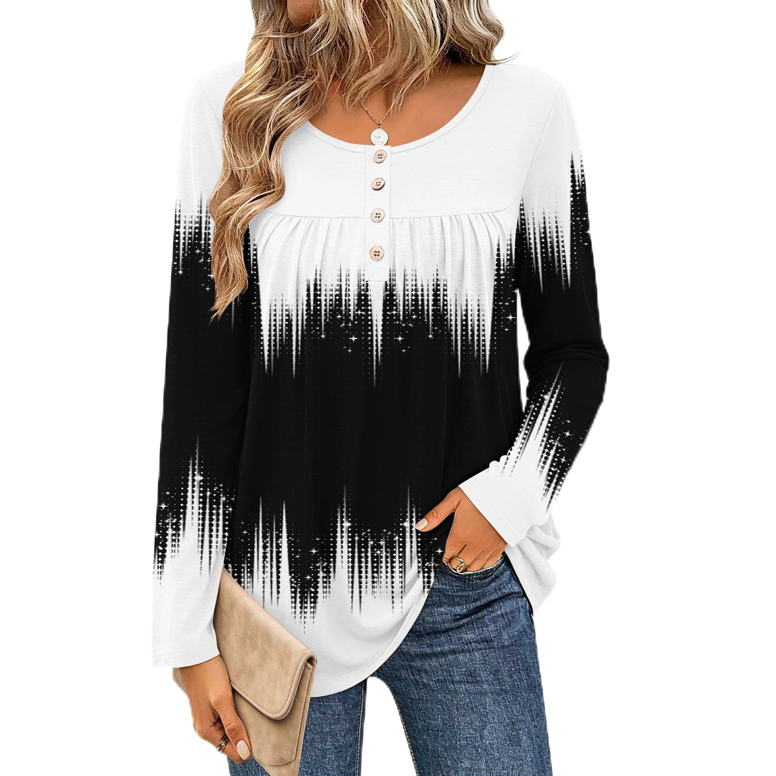 Zeagoo Women's Quarter Sleeve V-Neck Tunic Blouse