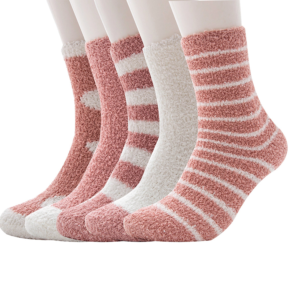 Wardrobe Whimsy 5 Pairs Women Soft Fuzzy Fluffy Cozy Warm Sleeping Slipper Socks