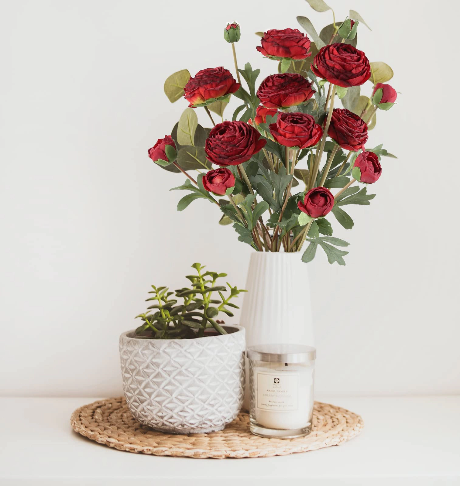 PUPWE Artificial Ranunculus Flowers Bouquet Decor