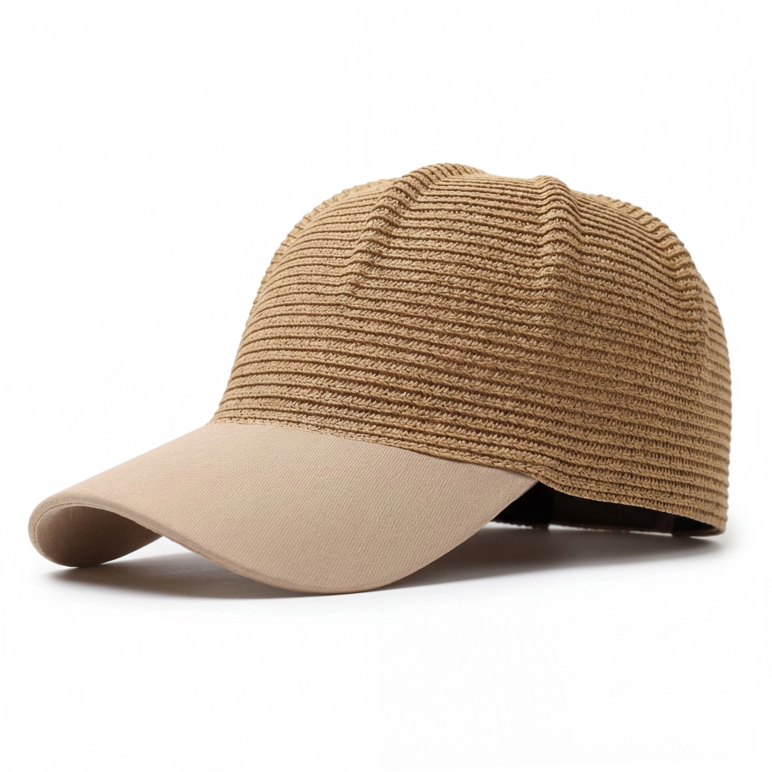 Anna-Kaci Women's Women Straw Baseball Cap Woven Crown Fabric Brim Lightweight Breathable Summer Hat
