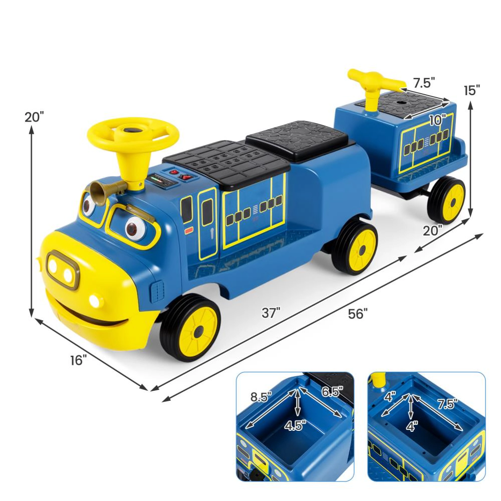 Hivvago 12V Kids Ride on Train 3-Seater with Detachable Carriage Licensed Chuggington
