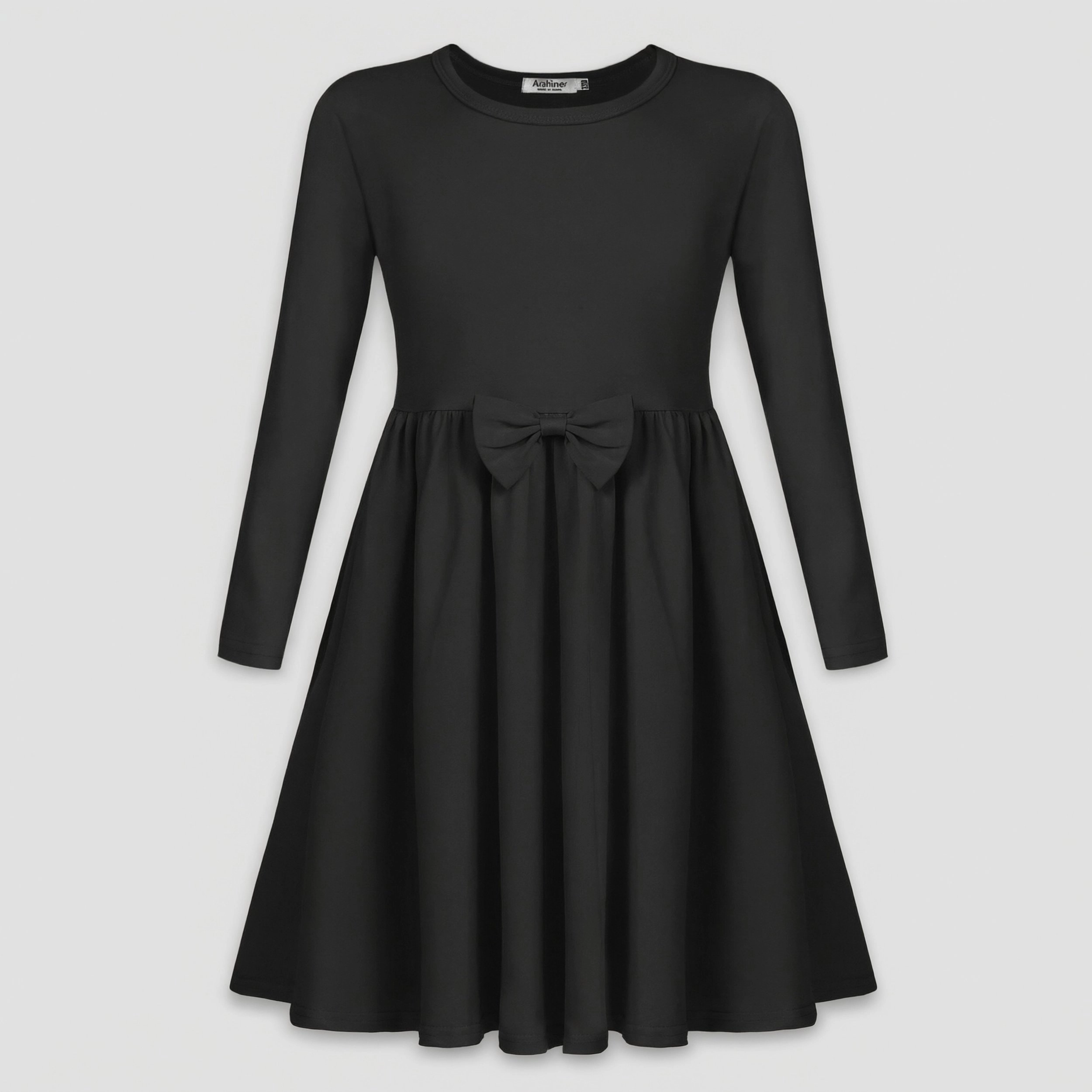 Arshiner Girls Long Sleeve Dress A line Twirly Skater Casual Bow Tie