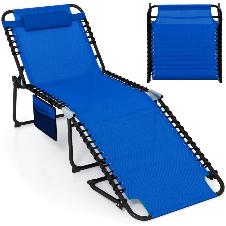 Hivvago 4 Position Folding Lounge Chaise With Adjustable Backrest And Footrest