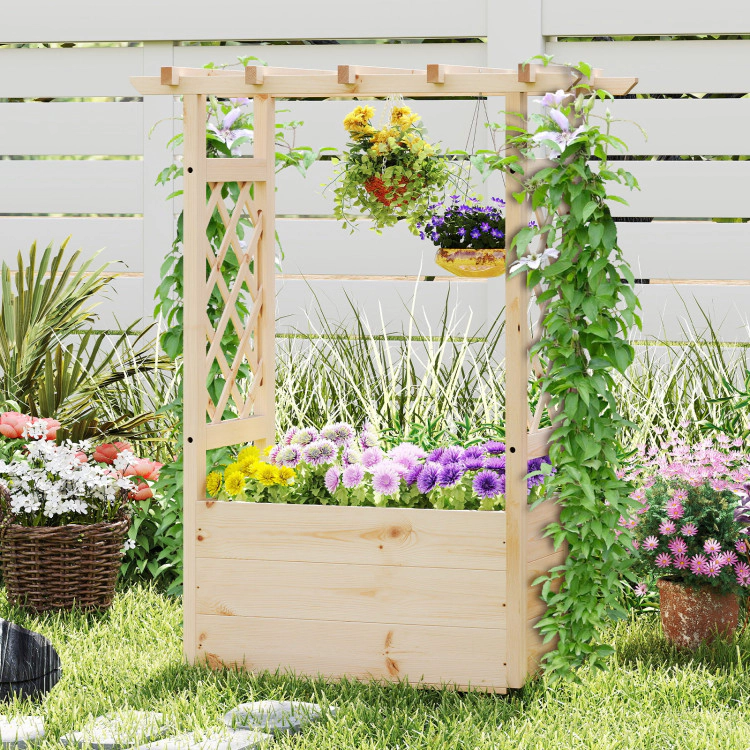 Hivvago Raised Garden Bed Wooden Elevated Planter Box with Hanging Roof - Small
