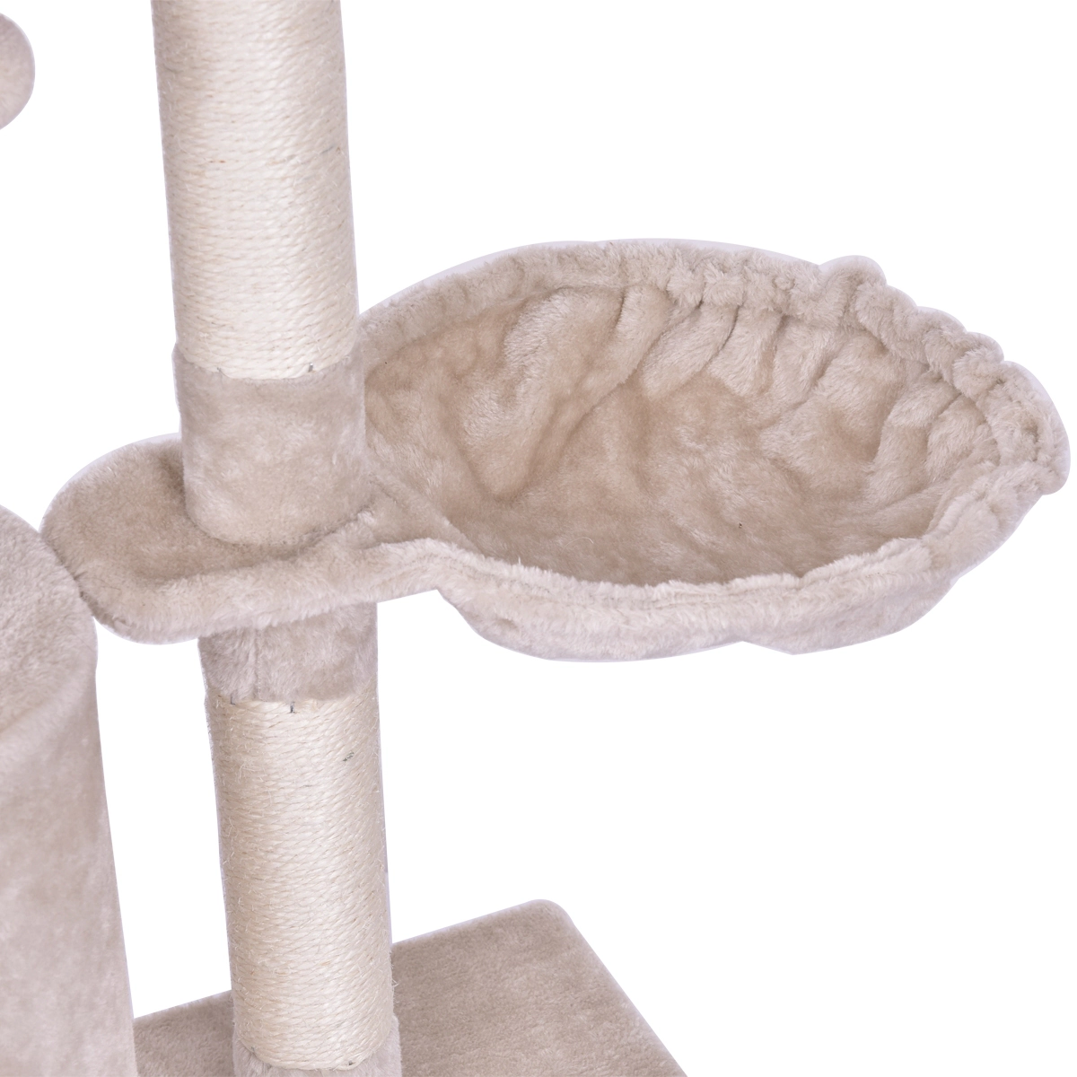 SUGIFT 56 in Cat Play Tree Beige with Condo Scratching Posts and Climbing Ladder