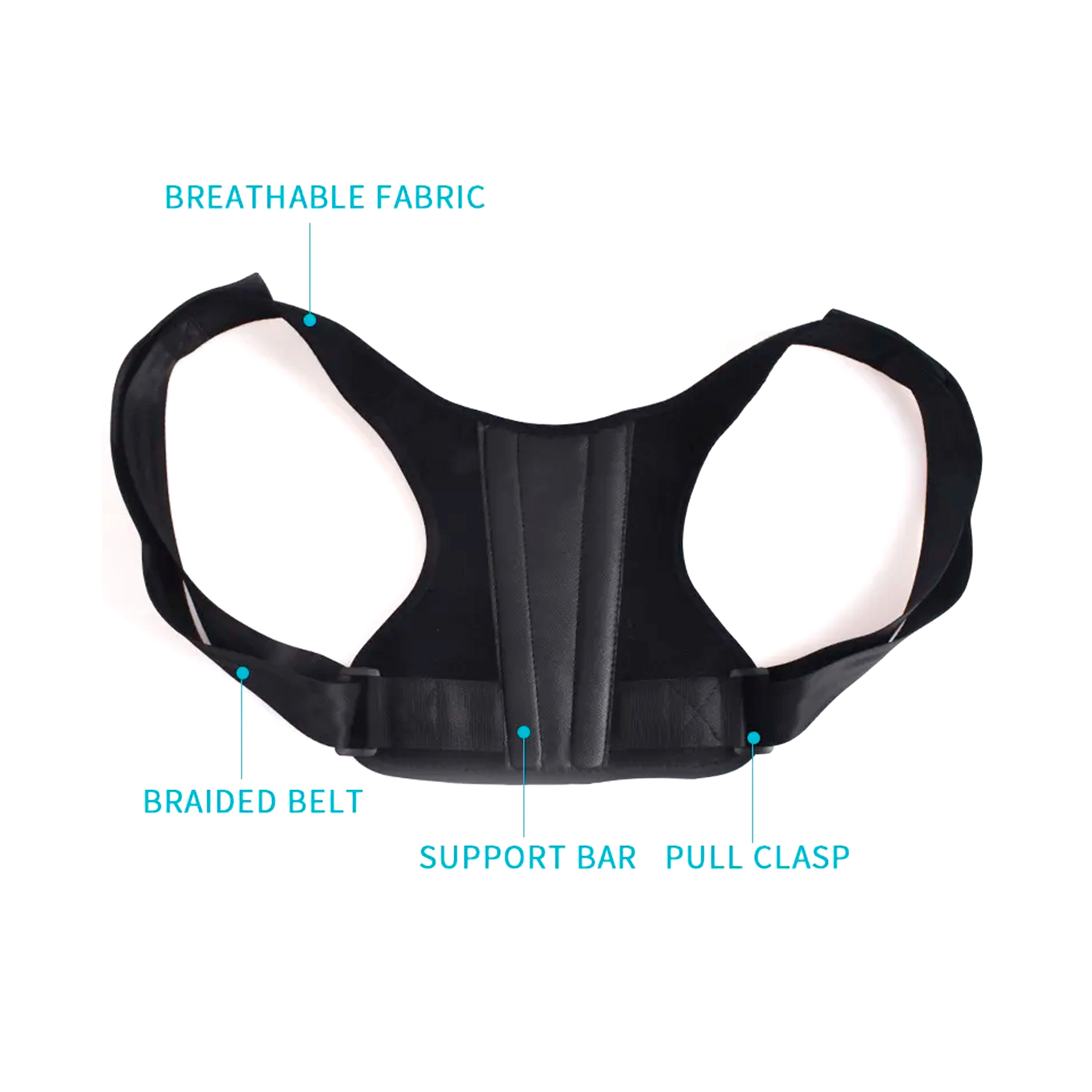 Pursonic Unisex Adjustable Back Support Posture Corrector Brace with Shoulder Alignment Bar