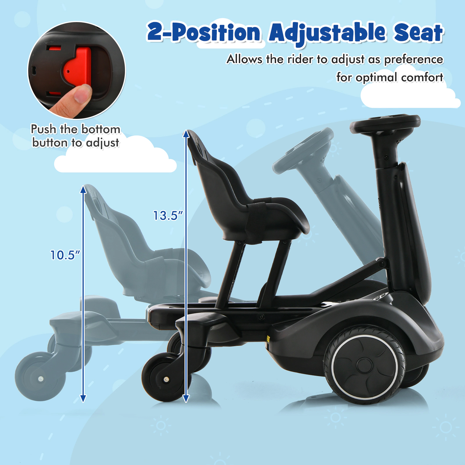 SUGIFT 6V Kids Ride On Drift Car with 360° Spin, Adjustable Seat and Foot Pedal 55-lb Capacity Ages 3-8 Black