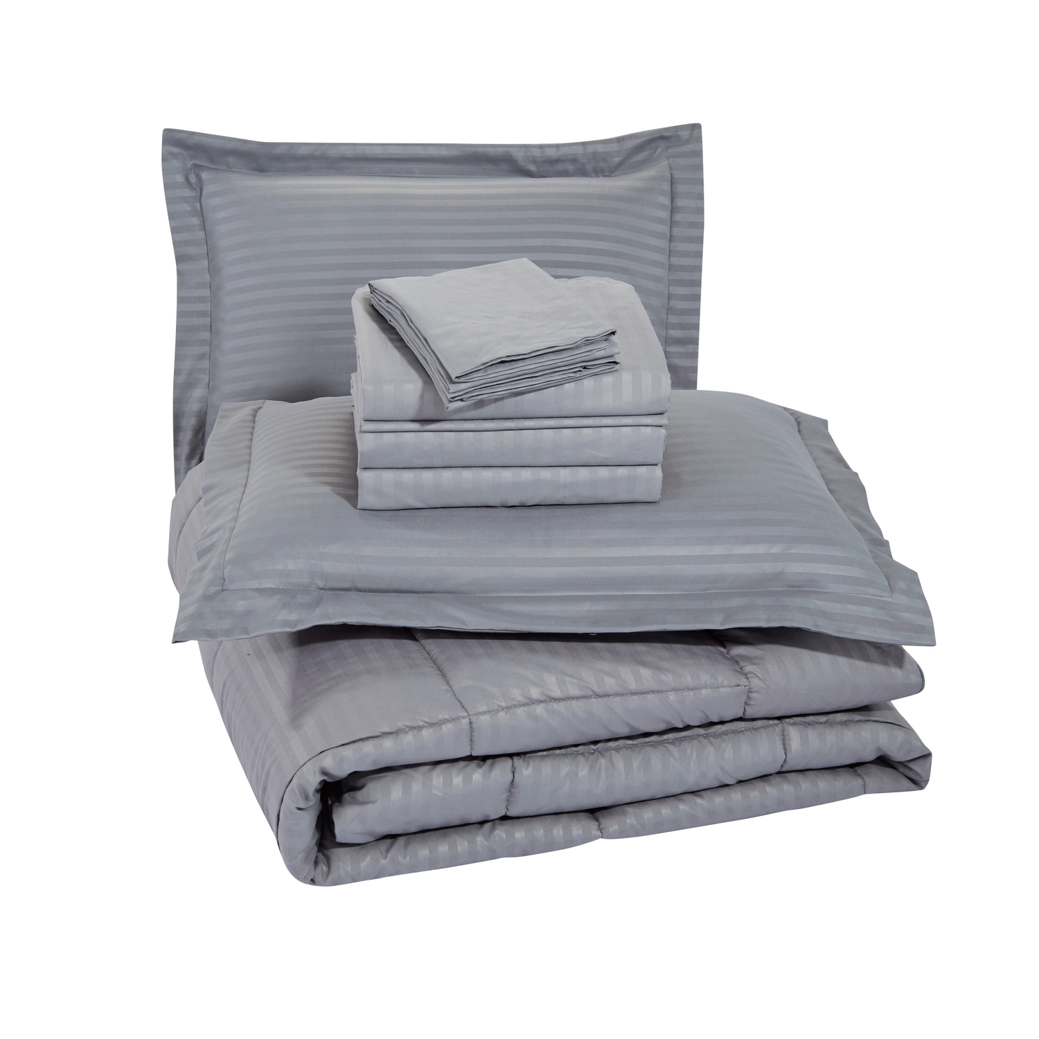 Plazatex Embossed Dby Stripe 8 Piece s Comforter Bed In A Bag Set
