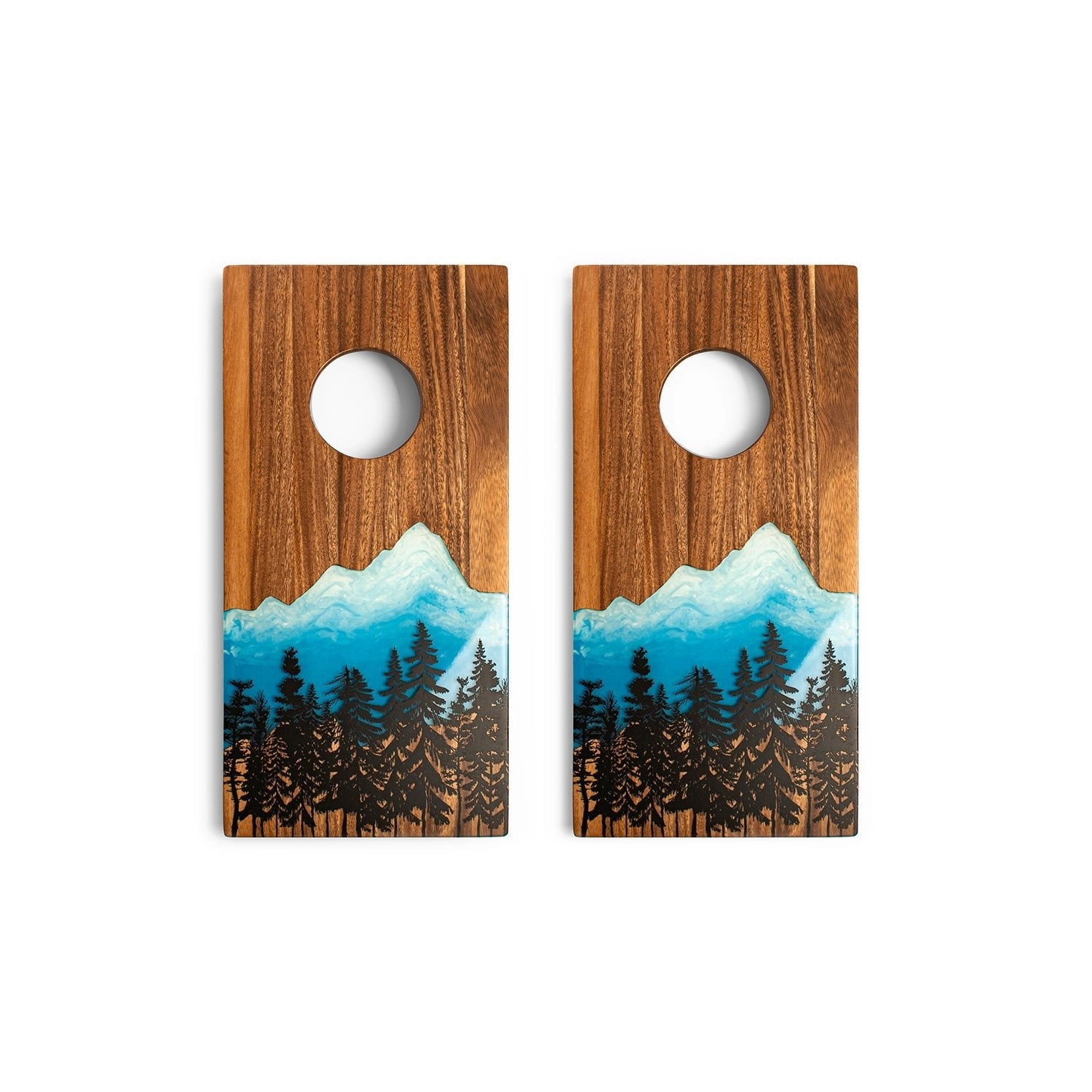 Elakai 1ft x 2ft Orange Mountain Epoxy Resin Wood Compact Travel Cornhole Boards