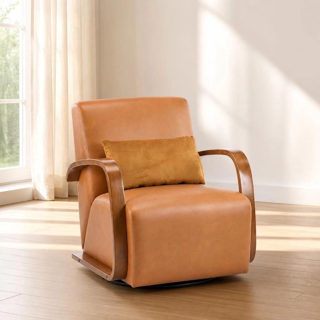 GOODSILO Bent Wood Frame Upholstered Accent Chair