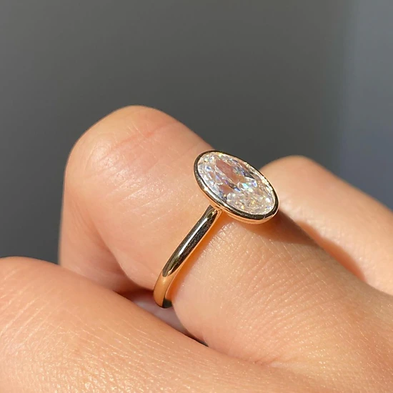 Wardrobe Whimsy Oval Cut Bezel Set Cubic Zirconia Solitaire Engagement Ring for Women