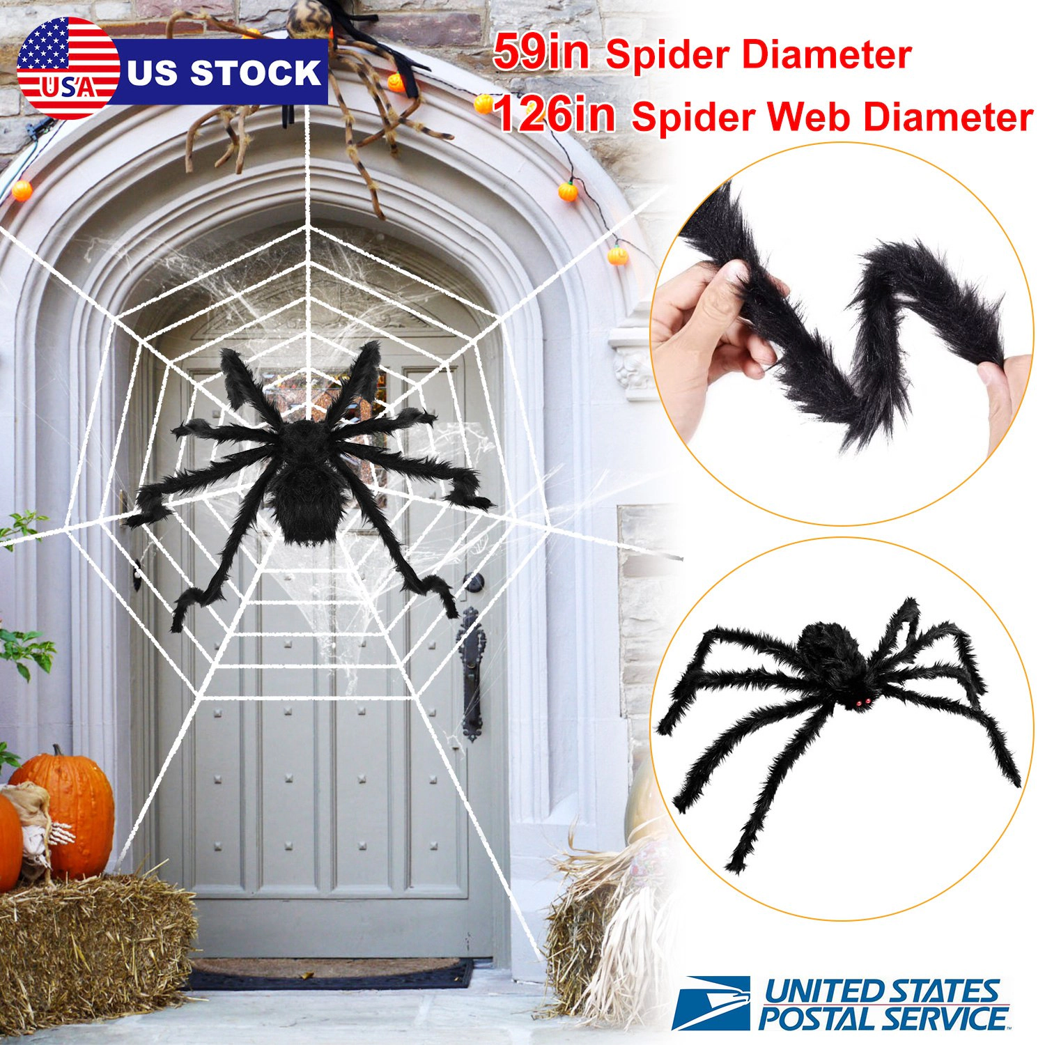 IMounTEK Unisex Poseable Giant Spider Halloween Decor