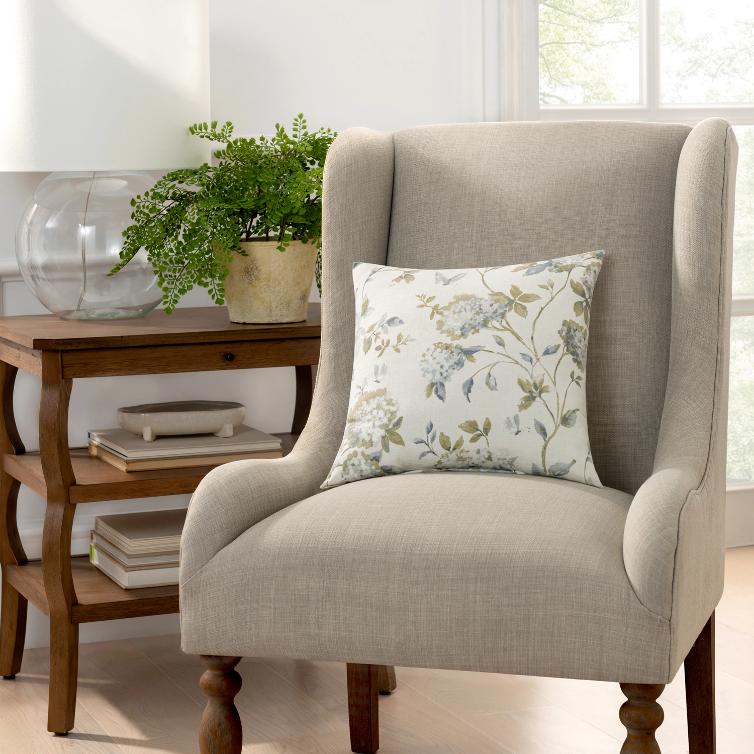 Ellis Curtain 48% Cotton 52% Polyester Abigail Poly Filled Toss Pillow 17" x 17" Porcelain