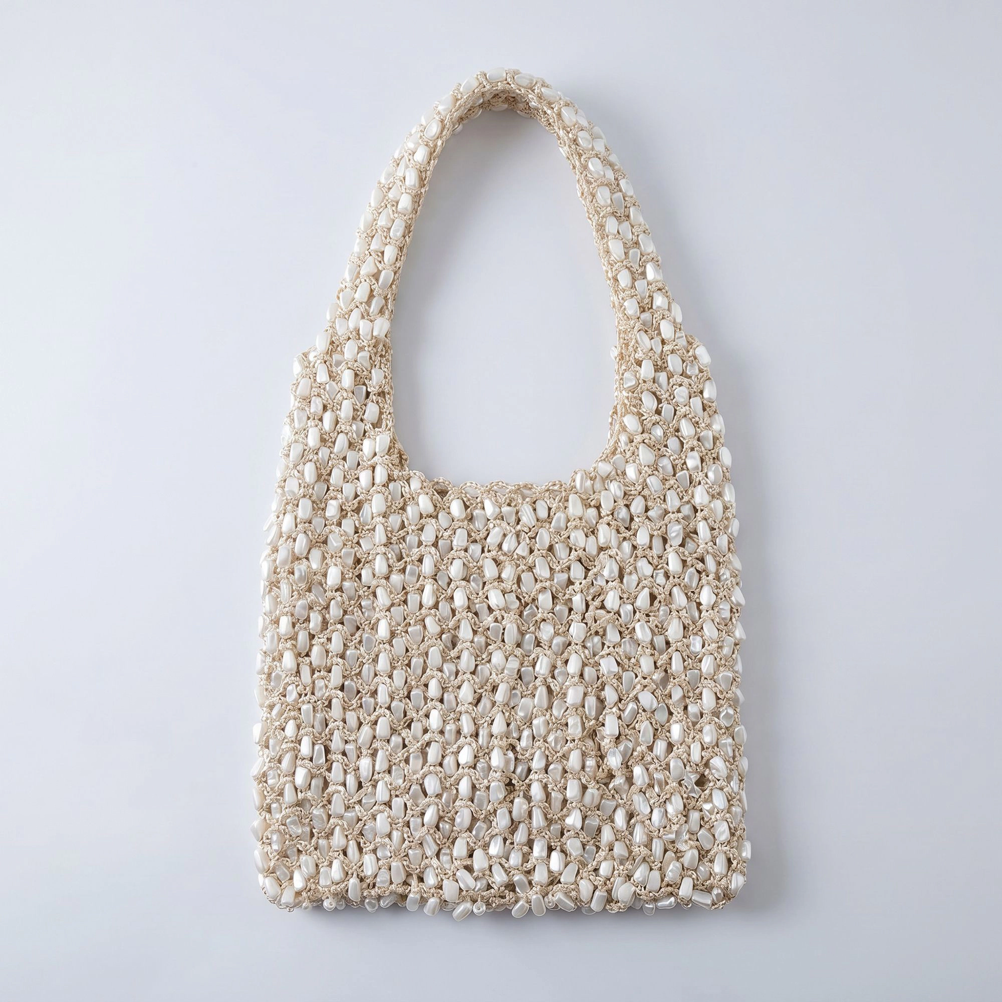 Alilang Women's Beaded Shoulder Bag with Macrame Open Weave Double Strap Design