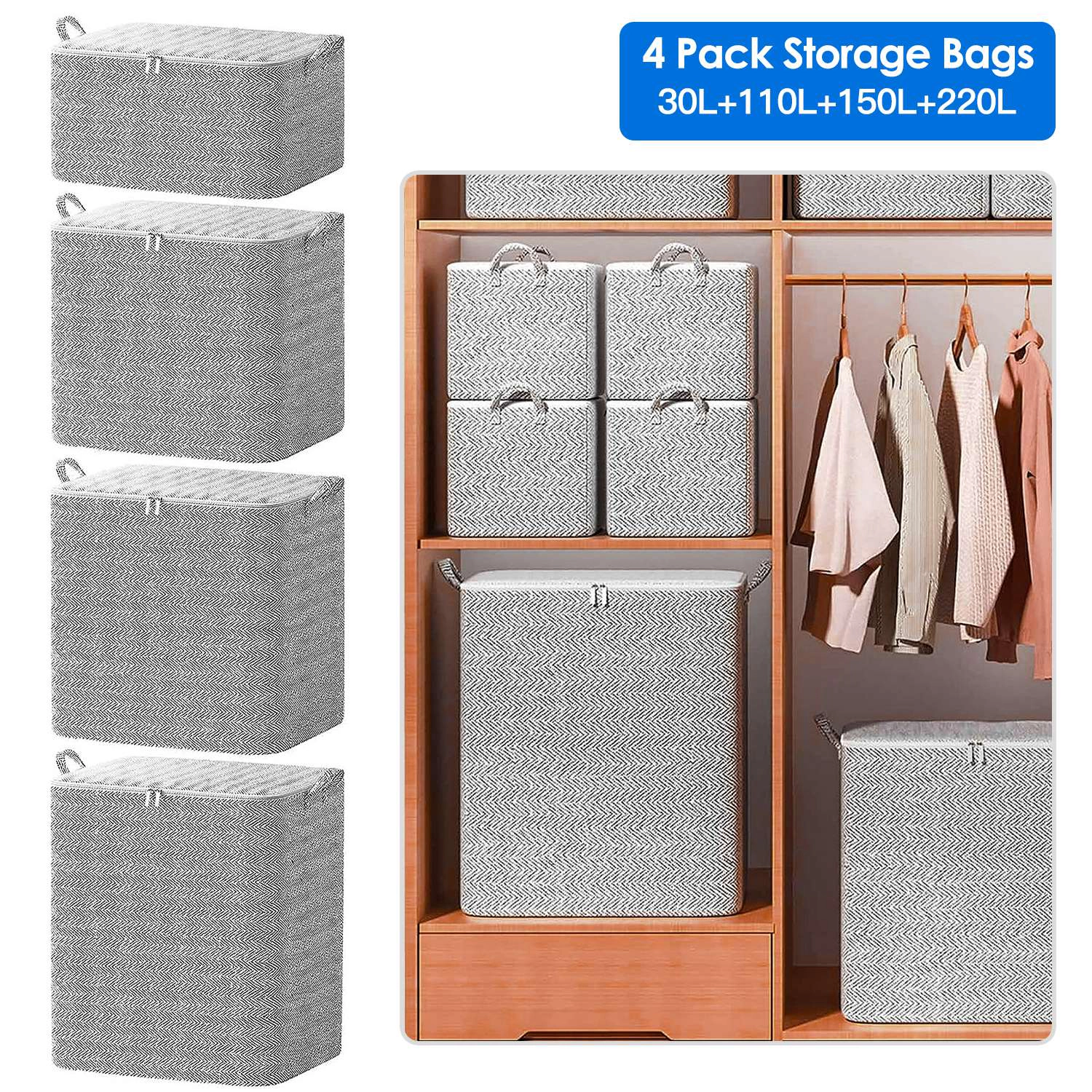 NEW Home Unisex Foldable Non-Woven Storage Bags 4-Pack