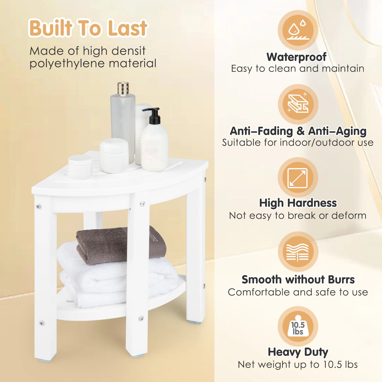 SlickBlue Outdoor Storage Stool with Shelf, Garden Seat