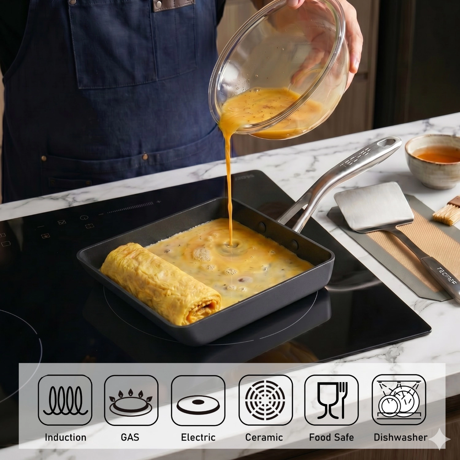 TECHEF Onyx - Nonstick Tamagoyaki Japanese Omelette Pan/Egg Pan