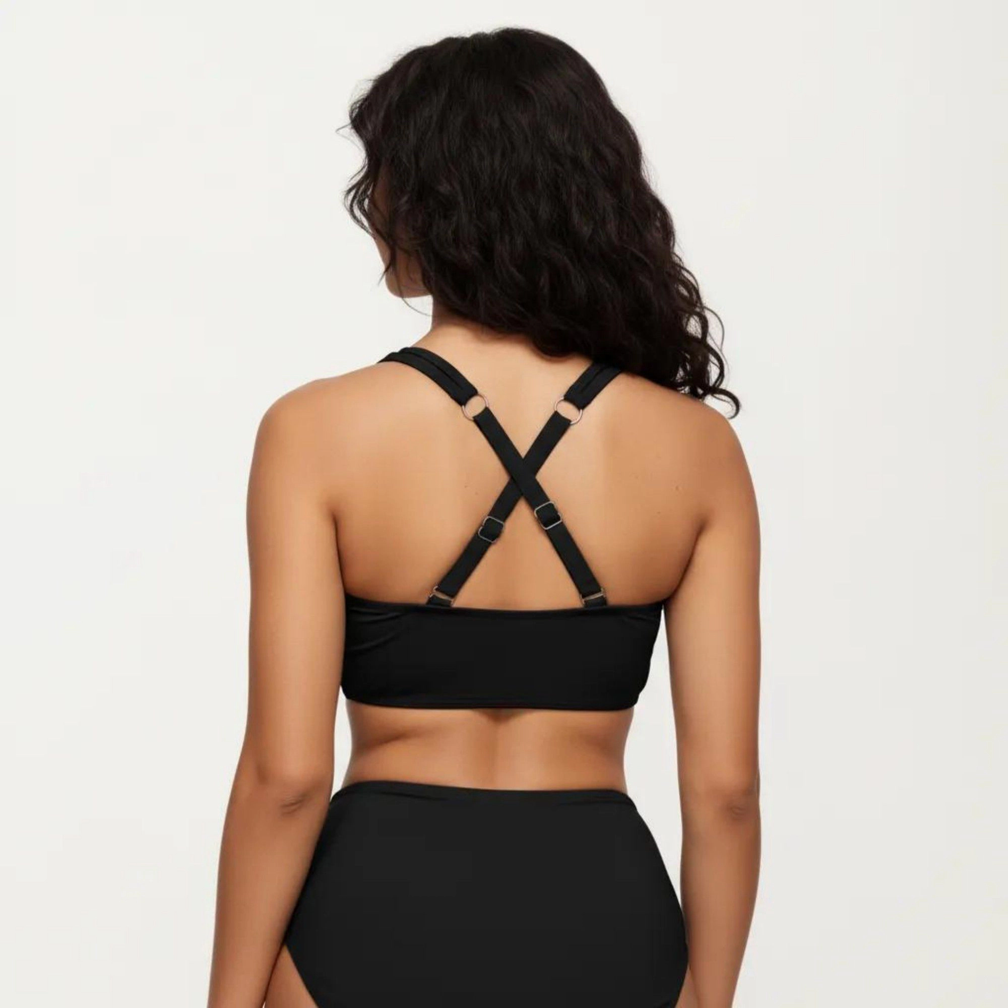 Anna-Kaci Women's Two Piece Bikini Set with Ruched Bralette Top and High Waist Bottoms