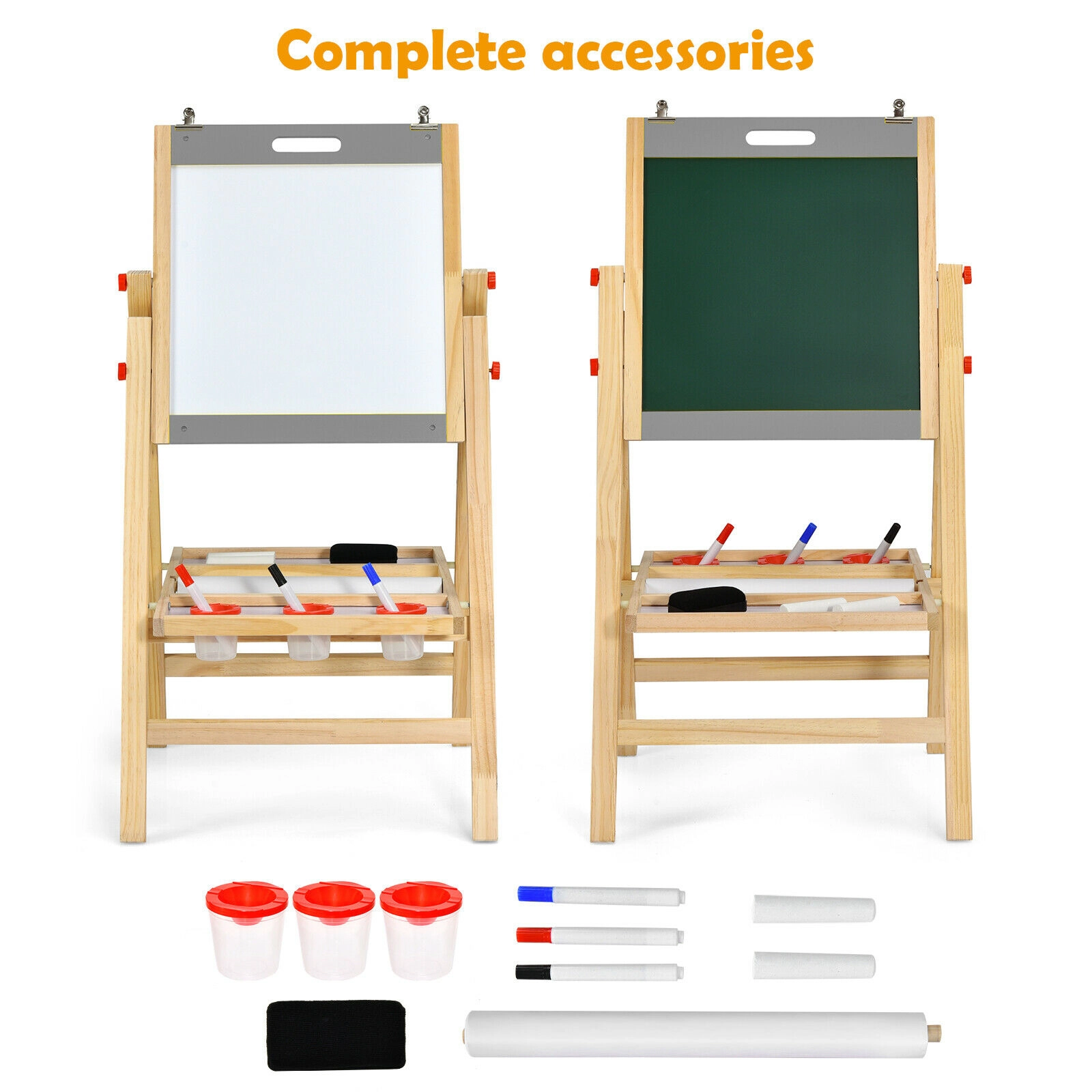 SUGIFT Gray 16.5 ft Paper Roll Double-Sided Chalkboard and Whiteboard Kids Art Easel