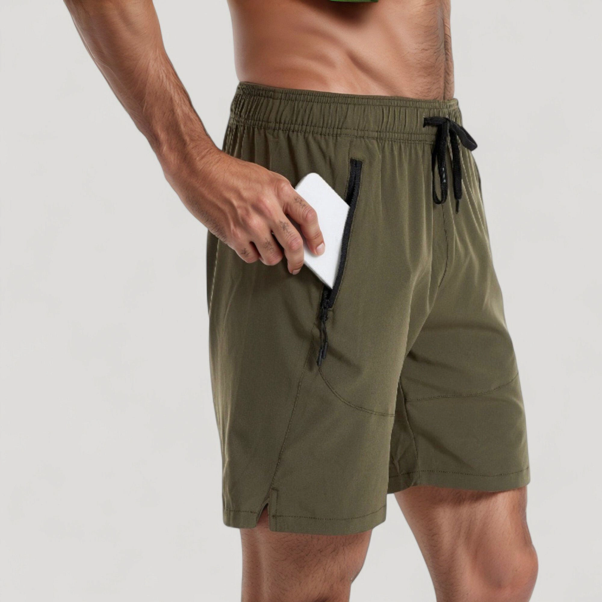 Anna-Kaci Men's Swim Trunks with Zipper Pockets and Adjustable Drawstring Waistband