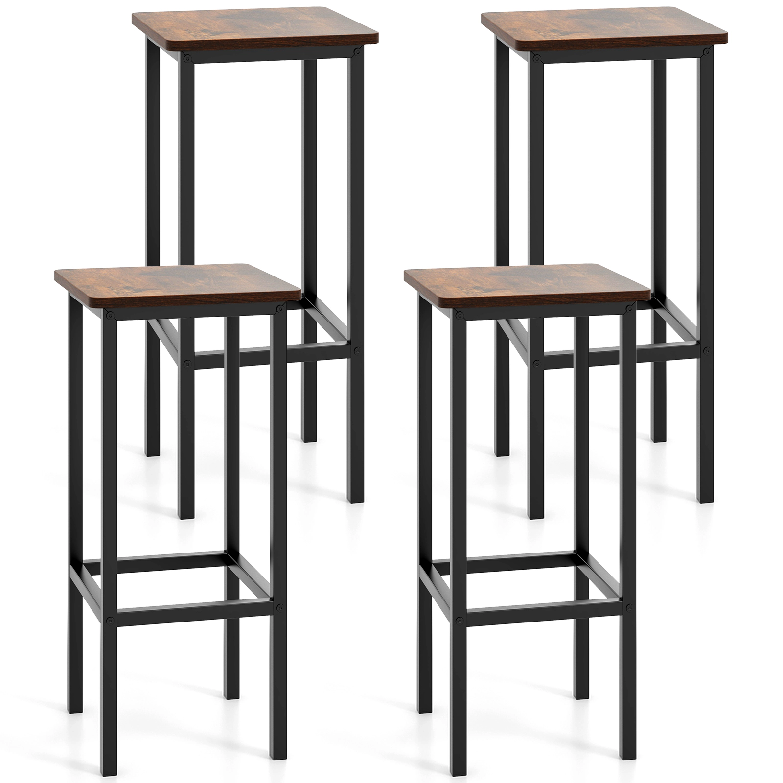 Glintex 4-Piece 26-Inch Backless Metal Counter Stool Set with Footrests